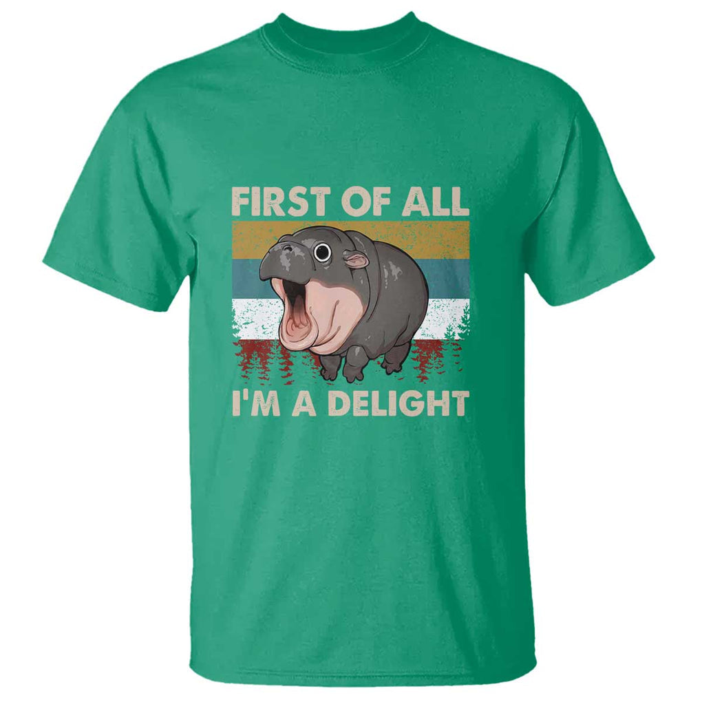 Funny Screaming Moo Deng T Shirt First Of All I'm A Delight Retro Vintage TS02 Irish Green Print Your Wear