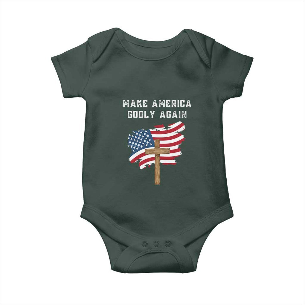 Christian Faith Baby Onesie Make America Godly Again American Flag TS02 Print Your Wear
