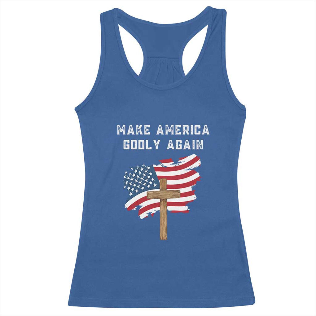 Christian Faith Racerback Tank Top Make America Godly Again American Flag TS02 Royal Blue Print Your Wear