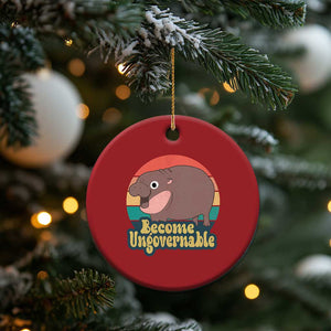 Funny Baby Hippo Moo Deng Christmas Ornament Become Ungovernable Retro TS02 Print Your Wear