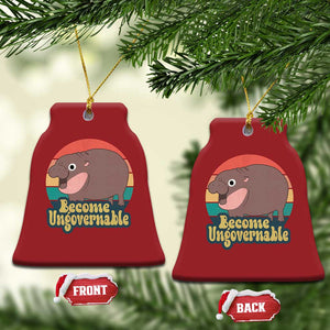 Funny Baby Hippo Moo Deng Christmas Ornament Become Ungovernable Retro TS02 Bell Flake Red Print Your Wear