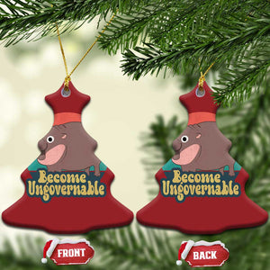 Funny Baby Hippo Moo Deng Christmas Ornament Become Ungovernable Retro TS02 Christmas Tree Red Print Your Wear