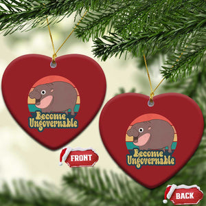 Funny Baby Hippo Moo Deng Christmas Ornament Become Ungovernable Retro TS02 Heart Red Print Your Wear