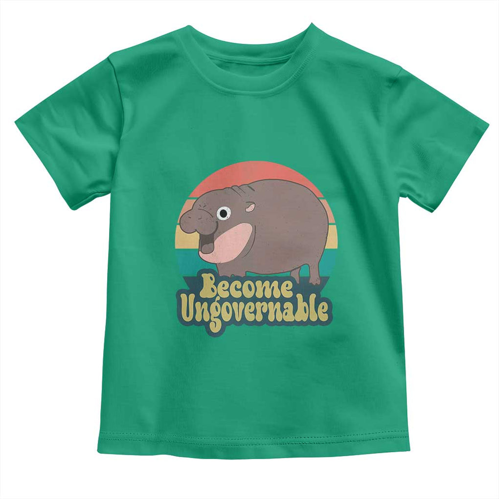 Funny Baby Hippo Moo Deng Toddler T Shirt Become Ungovernable Retro TS02 Irish Green Print Your Wear