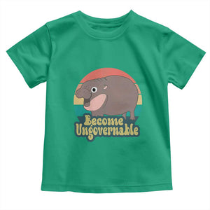 Funny Baby Hippo Moo Deng Toddler T Shirt Become Ungovernable Retro TS02 Irish Green Print Your Wear
