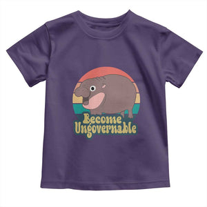 Funny Baby Hippo Moo Deng Toddler T Shirt Become Ungovernable Retro TS02 Purple Print Your Wear