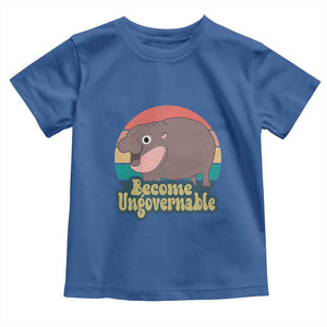 Funny Baby Hippo Moo Deng Toddler T Shirt Become Ungovernable Retro TS02 Royal Blue Print Your Wear
