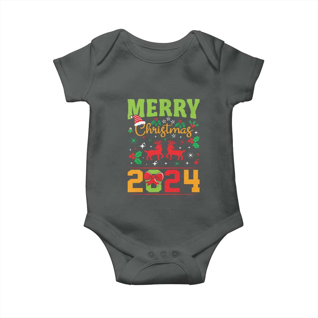 Merry Christmas 2024 Baby Onesie Classic Festive Xmas Vibe TS02 Dark Heather Print Your Wear