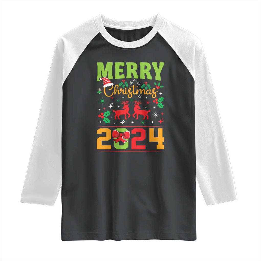 Merry Christmas 2024 Raglan Shirt Classic Festive Xmas Vibe TS02 Black White Print Your Wear