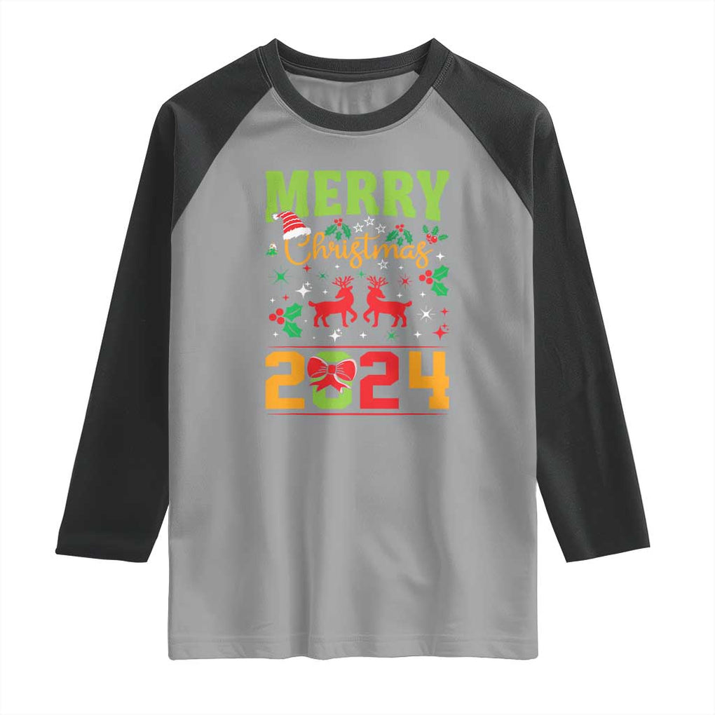Merry Christmas 2024 Raglan Shirt Classic Festive Xmas Vibe TS02 Sport Gray Black Print Your Wear