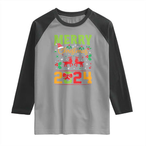 Merry Christmas 2024 Raglan Shirt Classic Festive Xmas Vibe TS02 Sport Gray Black Print Your Wear