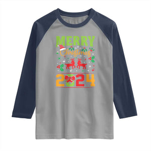 Merry Christmas 2024 Raglan Shirt Classic Festive Xmas Vibe TS02 Sport Gray Navy Print Your Wear