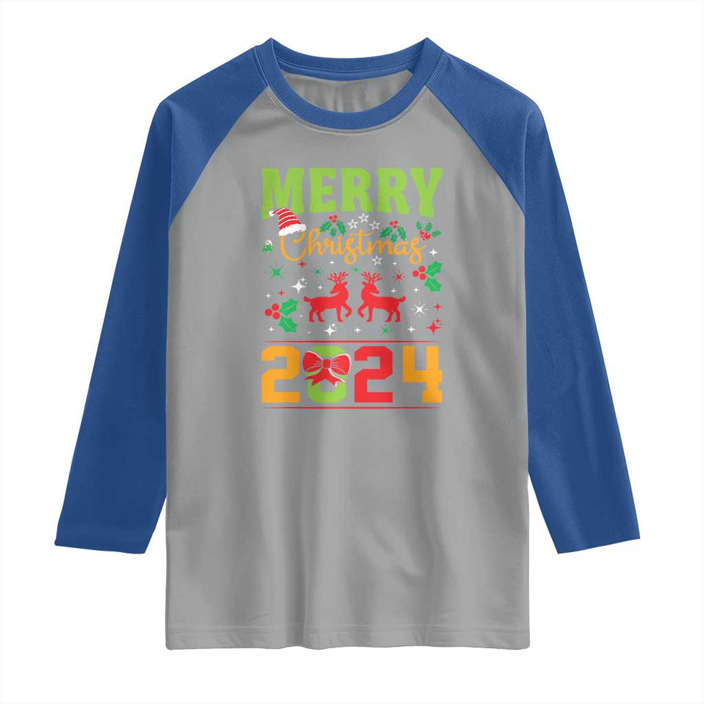 Merry Christmas 2024 Raglan Shirt Classic Festive Xmas Vibe TS02 Sport Gray Royal Print Your Wear