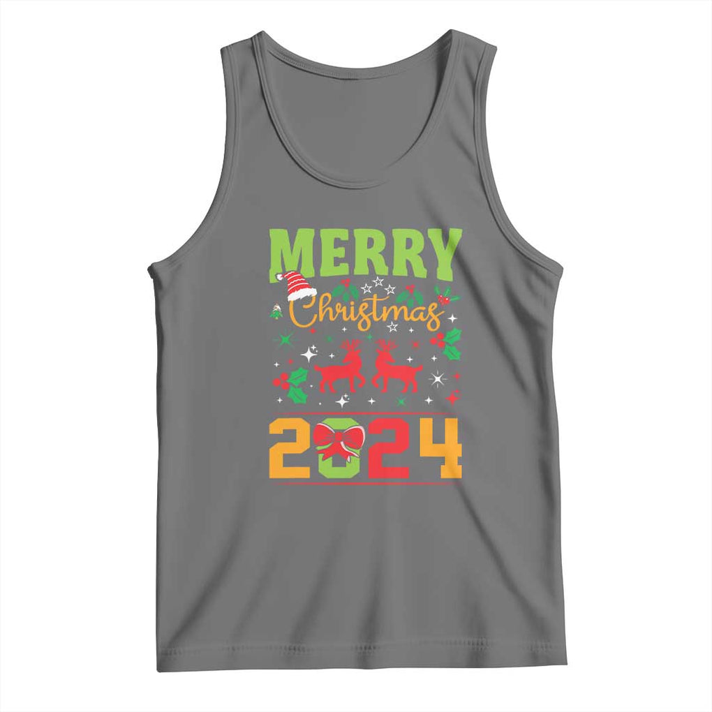 Merry Christmas 2024 Tank Top Classic Festive Xmas Vibe TS02 Black Heather Print Your Wear