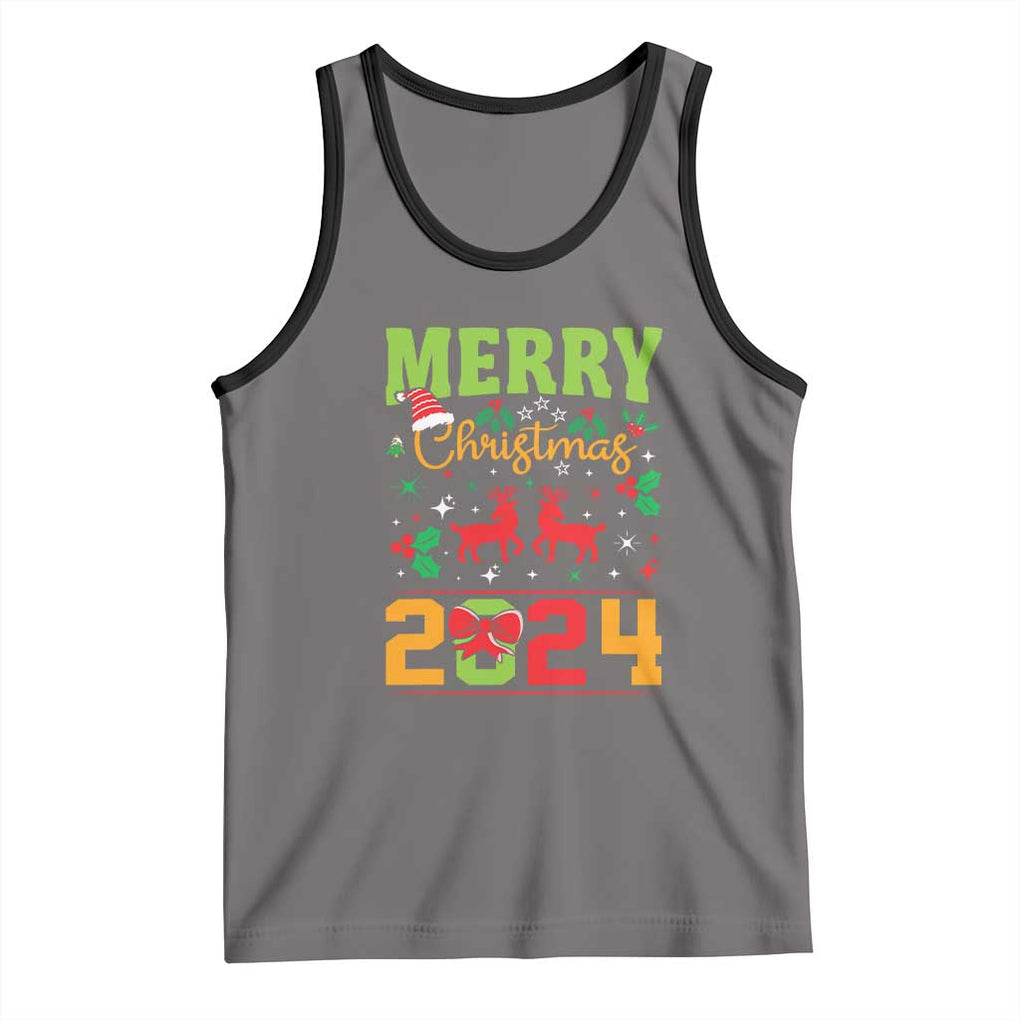 Merry Christmas 2024 Tank Top Classic Festive Xmas Vibe TS02 Deep Heather Black Print Your Wear