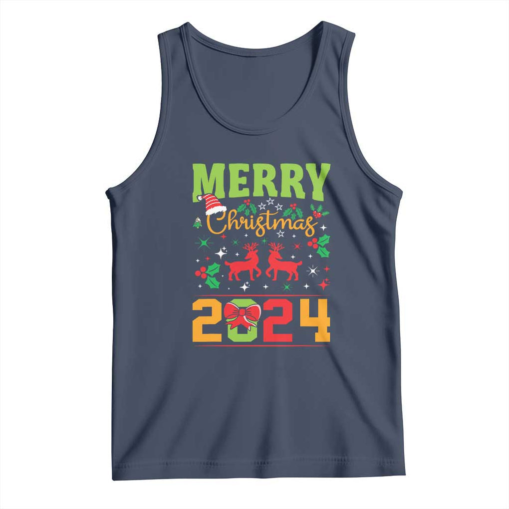 Merry Christmas 2024 Tank Top Classic Festive Xmas Vibe TS02 Navy Print Your Wear