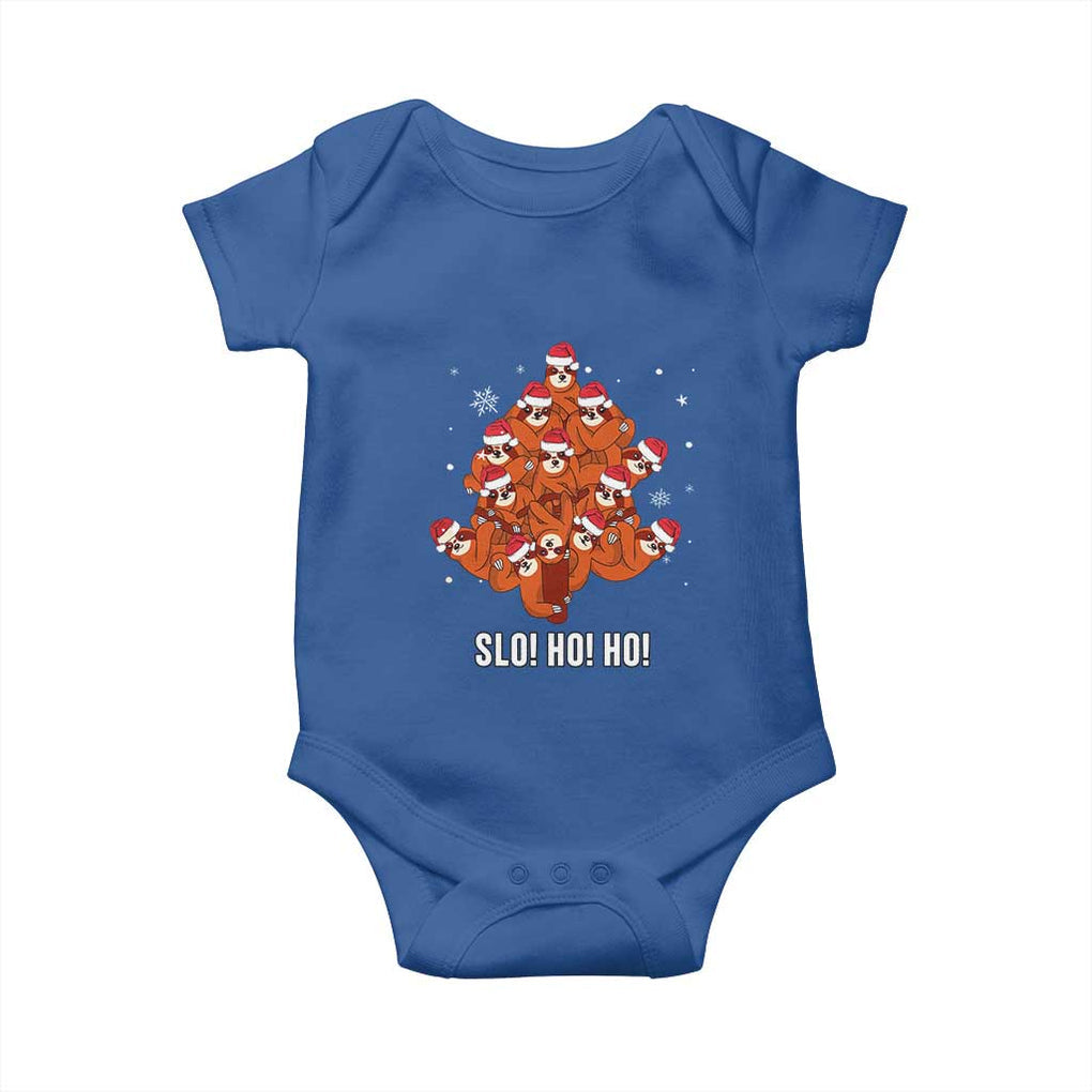 Funny Sloth Christmas Tree Baby Onesie Slo Ho Ho Ho Santa Hat TS02 Royal Blue Print Your Wear
