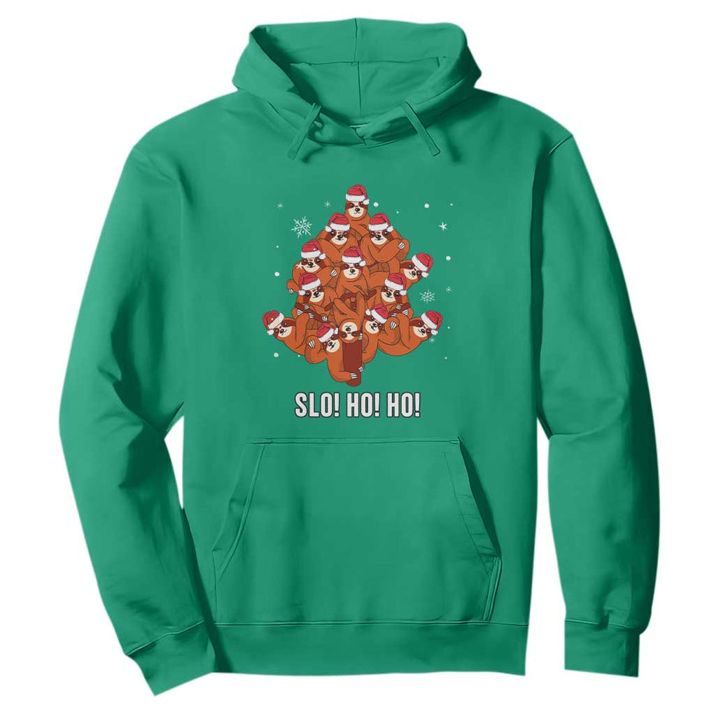 Funny Sloth Christmas Tree Hoodie Slo Ho Ho Ho Santa Hat TS02 Irish Green Print Your Wear