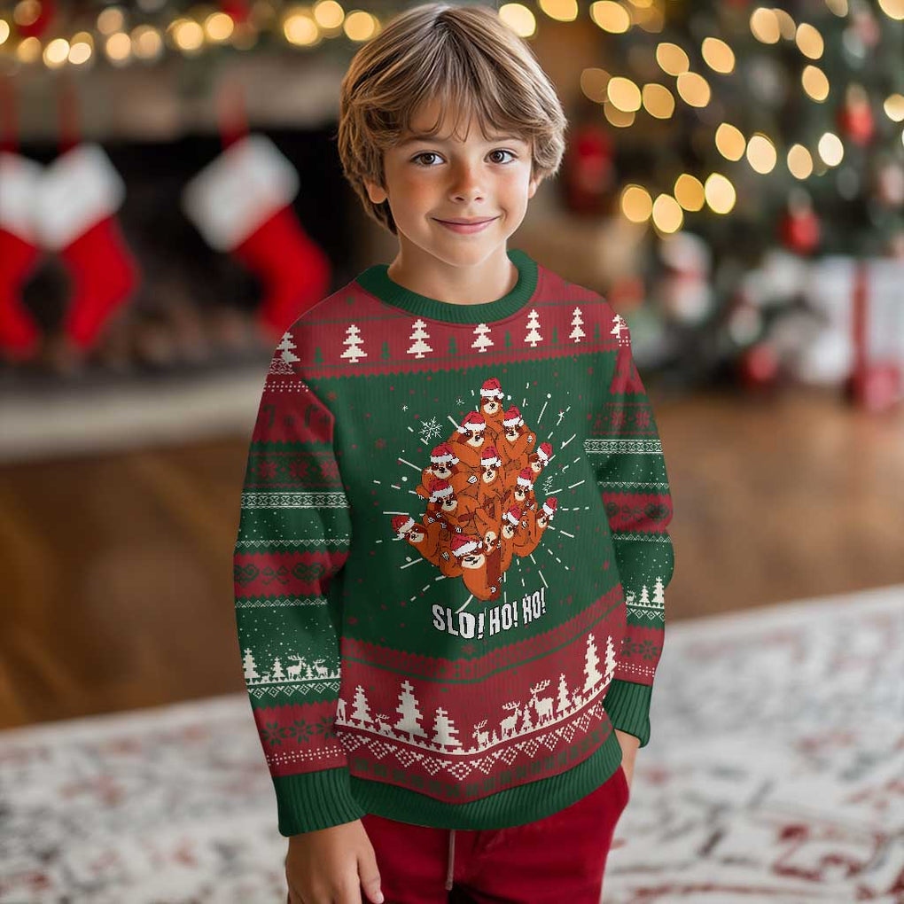 Funny Sloth Xmas Tree Ugly Christmas Sweater Slo Ho Ho Ho Santa Hat TS02 Christmas Print Your Wear