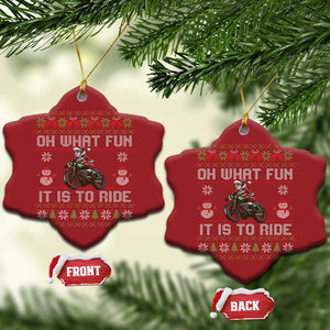 Biker Santa Claus Christmas Ornament Oh What Fun It Is To Ride Motorcycle Christmas Ugly Sweater TS02 Snow Flake Red Print Your Wear