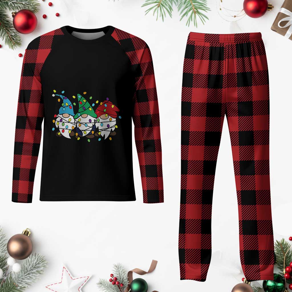 Christmas Gnomies Plaid Pajama Set It's Fine I'm Fine Everything Is Fine TS02 Buffalo Plaid Print Your Wear