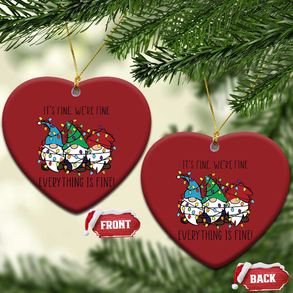 Xmas Gnomies Christmas Ornament It's Fine I'm Fine Everything Is Fine TS02 Heart Red Print Your Wear