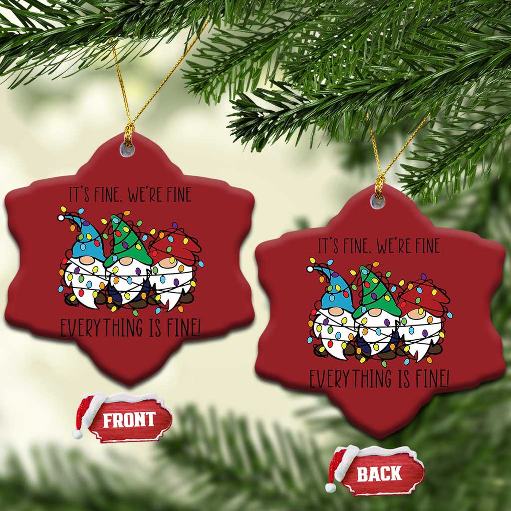 Xmas Gnomies Christmas Ornament It's Fine I'm Fine Everything Is Fine TS02 Snow Flake Red Print Your Wear