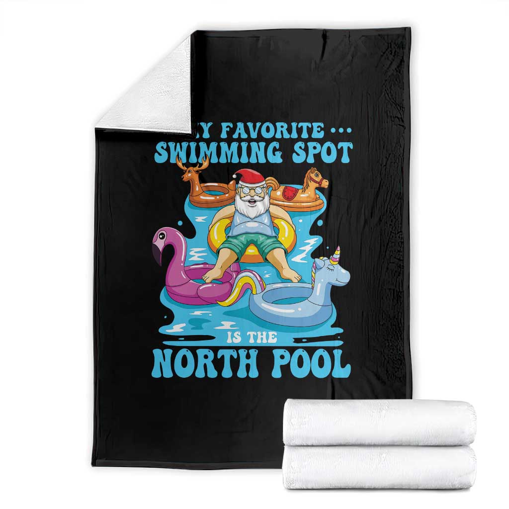 Christmas In July Relaxing Santa Throw Blanket My Favorite Swimming Spot Is The North Pole TS02 Black Print Your Wear