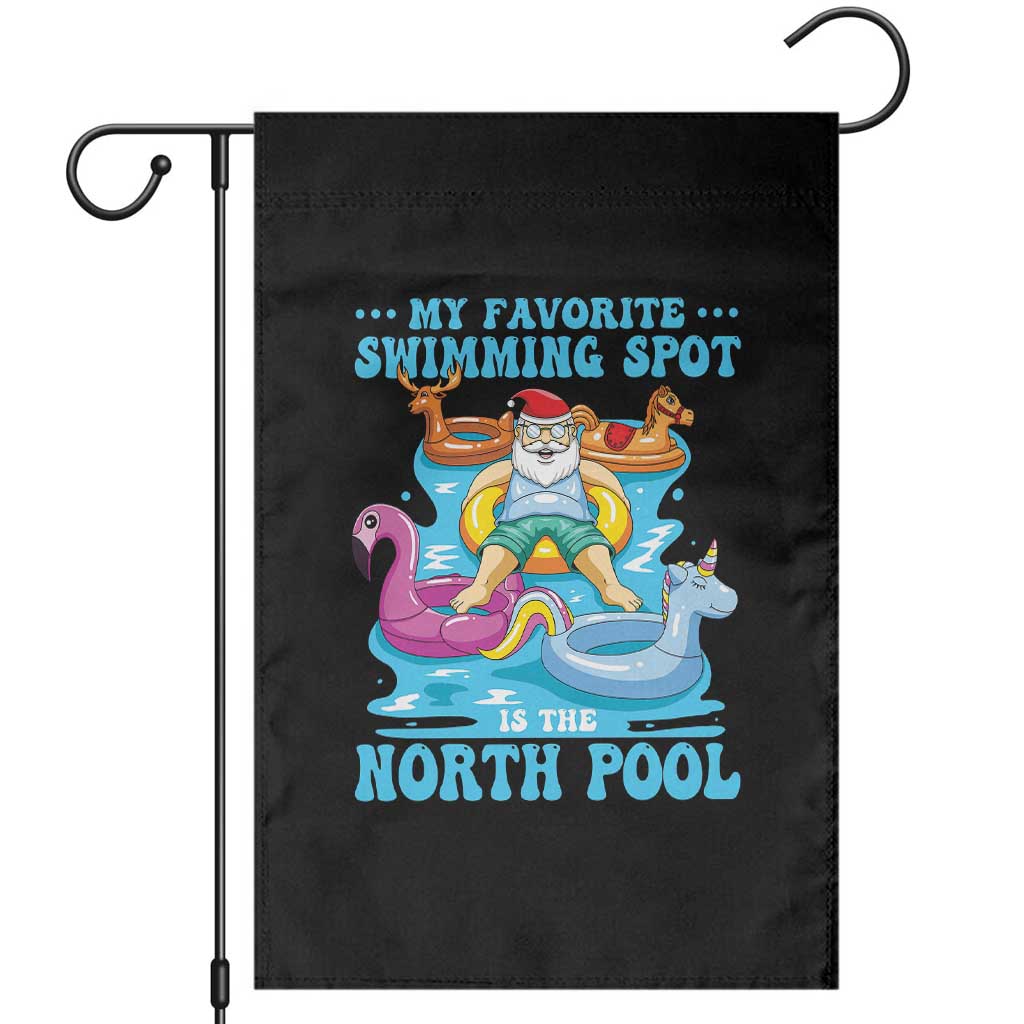 Christmas In July Relaxing Santa Garden Flag My Favorite Swimming Spot Is The North Pole TS02 Black Print Your Wear