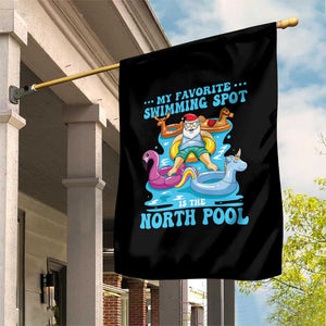 Christmas In July Relaxing Santa Garden Flag My Favorite Swimming Spot Is The North Pole TS02 Print Your Wear