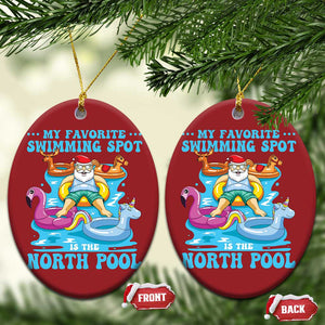 Xmas In July Relaxing Santa Christmas Ornament My Favorite Swimming Spot Is The North Pole TS02 Oval Red Print Your Wear