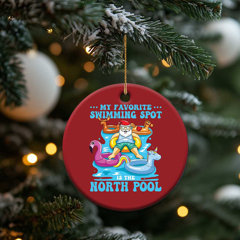 Xmas In July Relaxing Santa Christmas Ornament My Favorite Swimming Spot Is The North Pole TS02 Print Your Wear