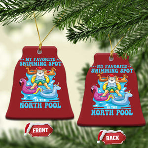 Xmas In July Relaxing Santa Christmas Ornament My Favorite Swimming Spot Is The North Pole TS02 Bell Flake Red Print Your Wear