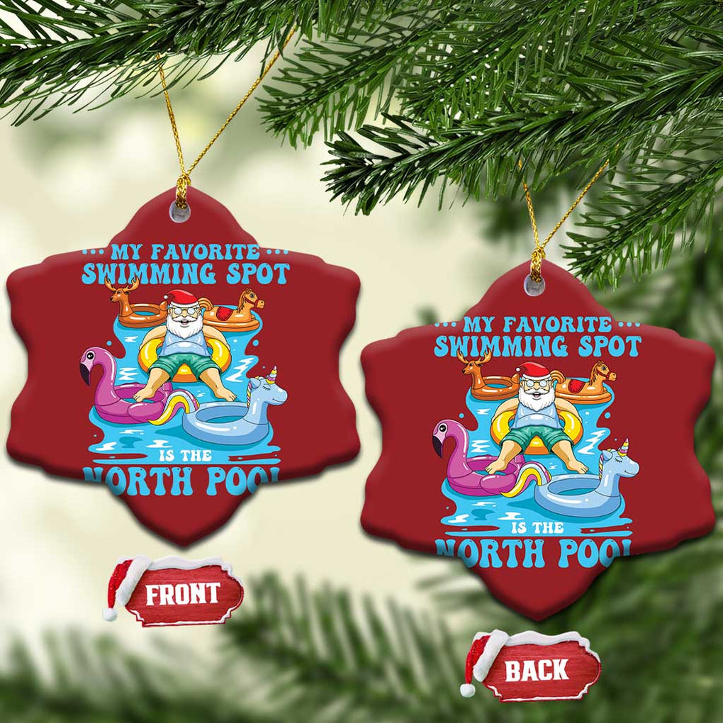 Xmas In July Relaxing Santa Christmas Ornament My Favorite Swimming Spot Is The North Pole TS02 Snow Flake Red Print Your Wear