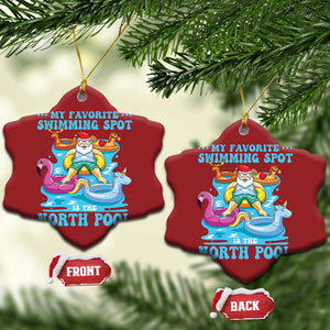 Xmas In July Relaxing Santa Christmas Ornament My Favorite Swimming Spot Is The North Pole TS02 Snow Flake Red Print Your Wear