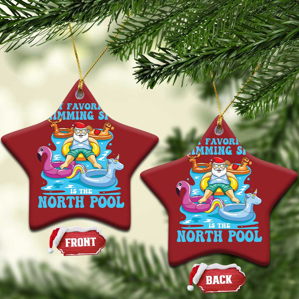 Xmas In July Relaxing Santa Christmas Ornament My Favorite Swimming Spot Is The North Pole TS02 Star Red Print Your Wear