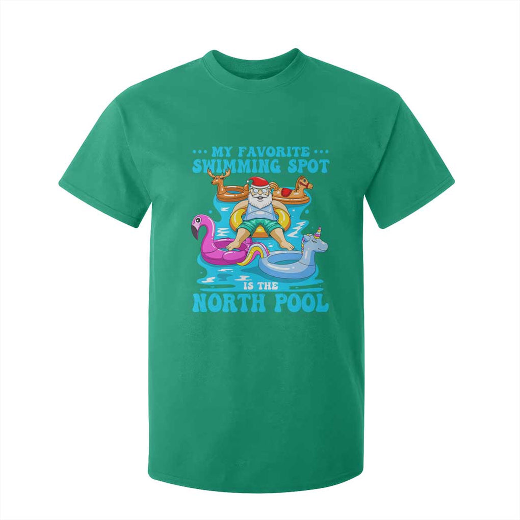 Christmas In July Relaxing Santa T Shirt For Kid My Favorite Swimming Spot Is The North Pole TS02 Irish Green Print Your Wear
