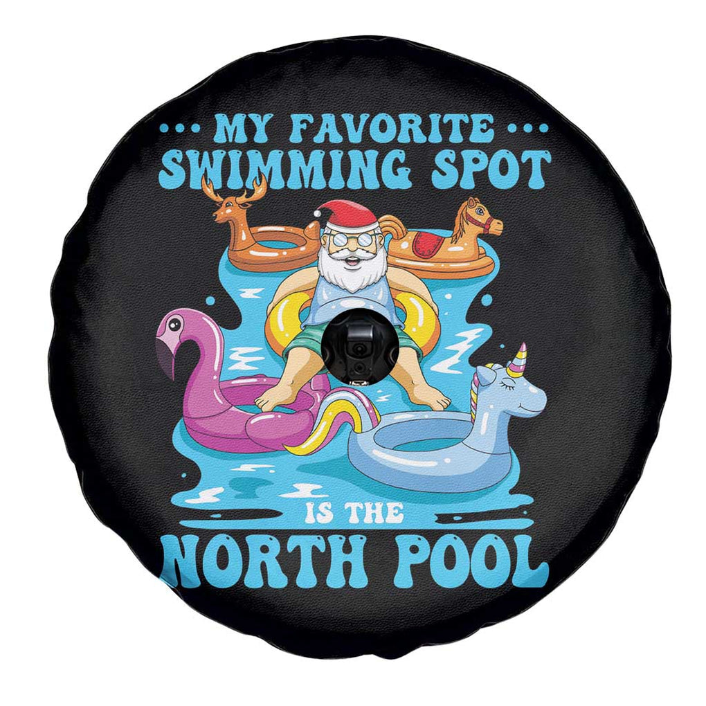 Christmas In July Relaxing Santa Spare Tire Cover My Favorite Swimming Spot Is The North Pole TS02 Print Your Wear