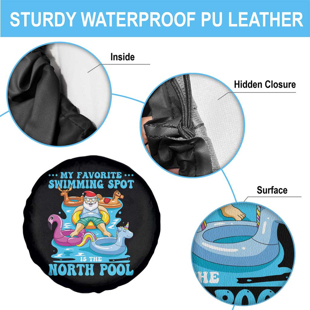 Christmas In July Relaxing Santa Spare Tire Cover My Favorite Swimming Spot Is The North Pole TS02 Print Your Wear