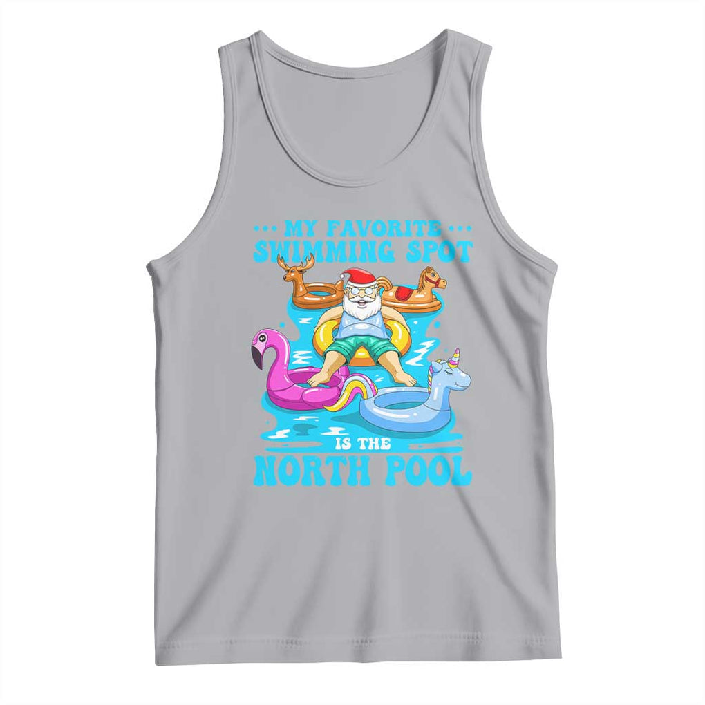 Christmas In July Relaxing Santa Tank Top My Favorite Swimming Spot Is The North Pole TS02 Athletic Heather Print Your Wear