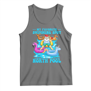 Christmas In July Relaxing Santa Tank Top My Favorite Swimming Spot Is The North Pole TS02 Black Heather Print Your Wear