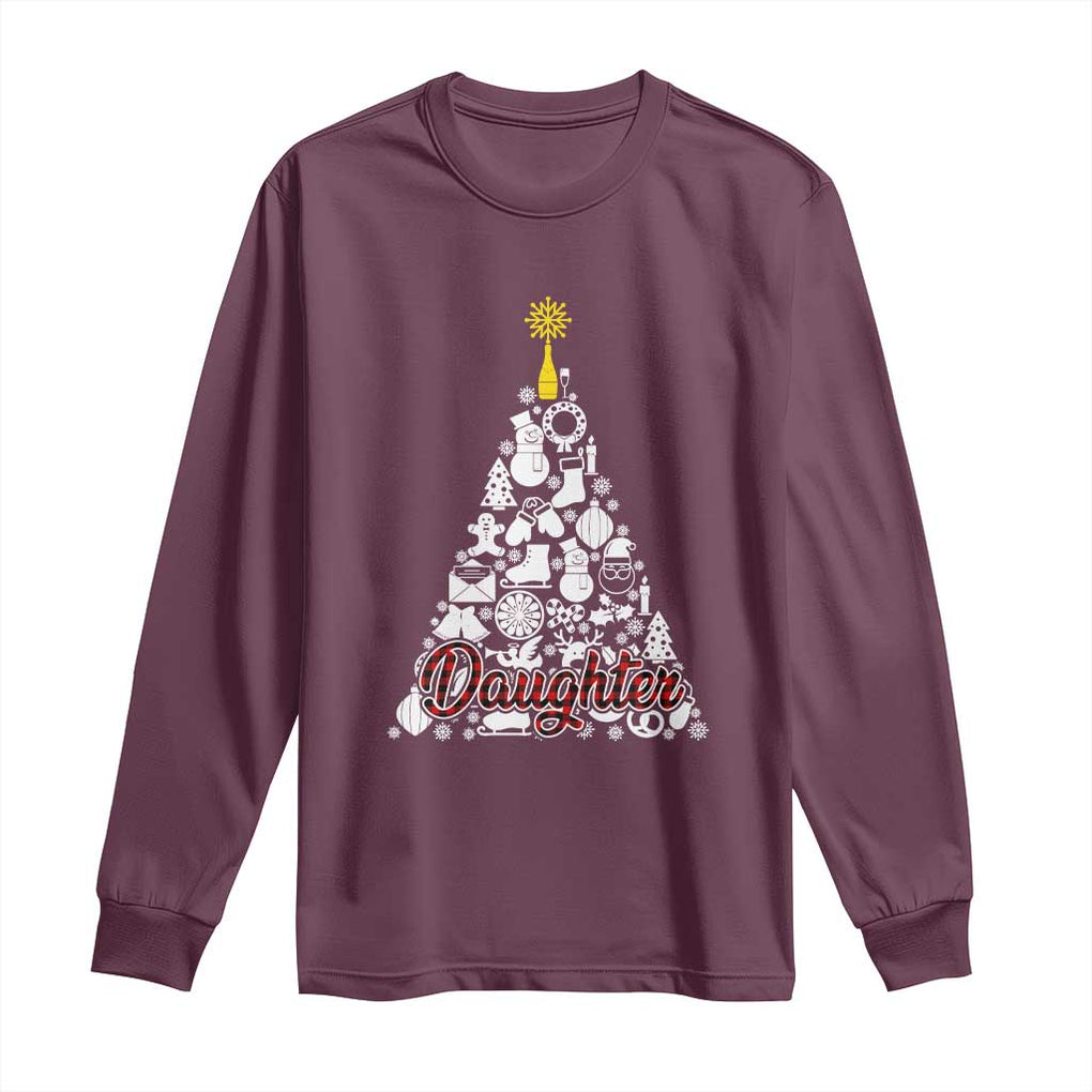 Christmas Tree Long Sleeve Shirt Red Plaid Daughter TS02 Maroon Print Your Wear