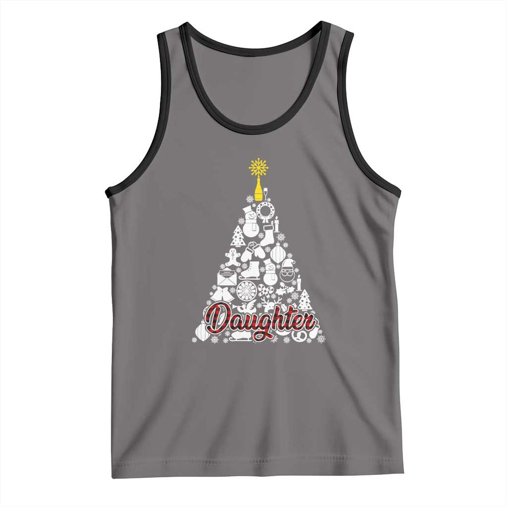 Christmas Tree Tank Top Red Plaid Daughter TS02 Deep Heather Black Print Your Wear