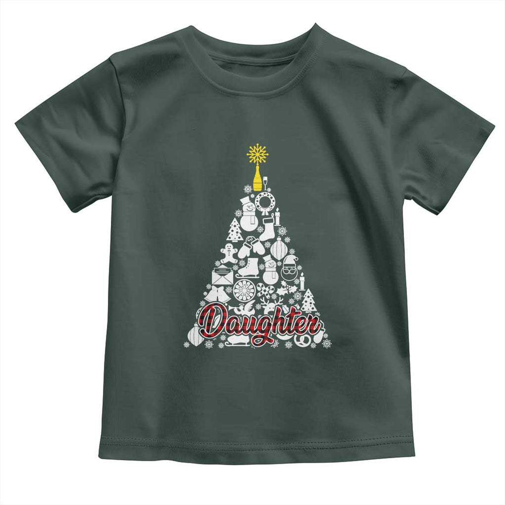 Christmas Tree Toddler T Shirt Red Plaid Daughter TS02 Dark Forest Green Print Your Wear