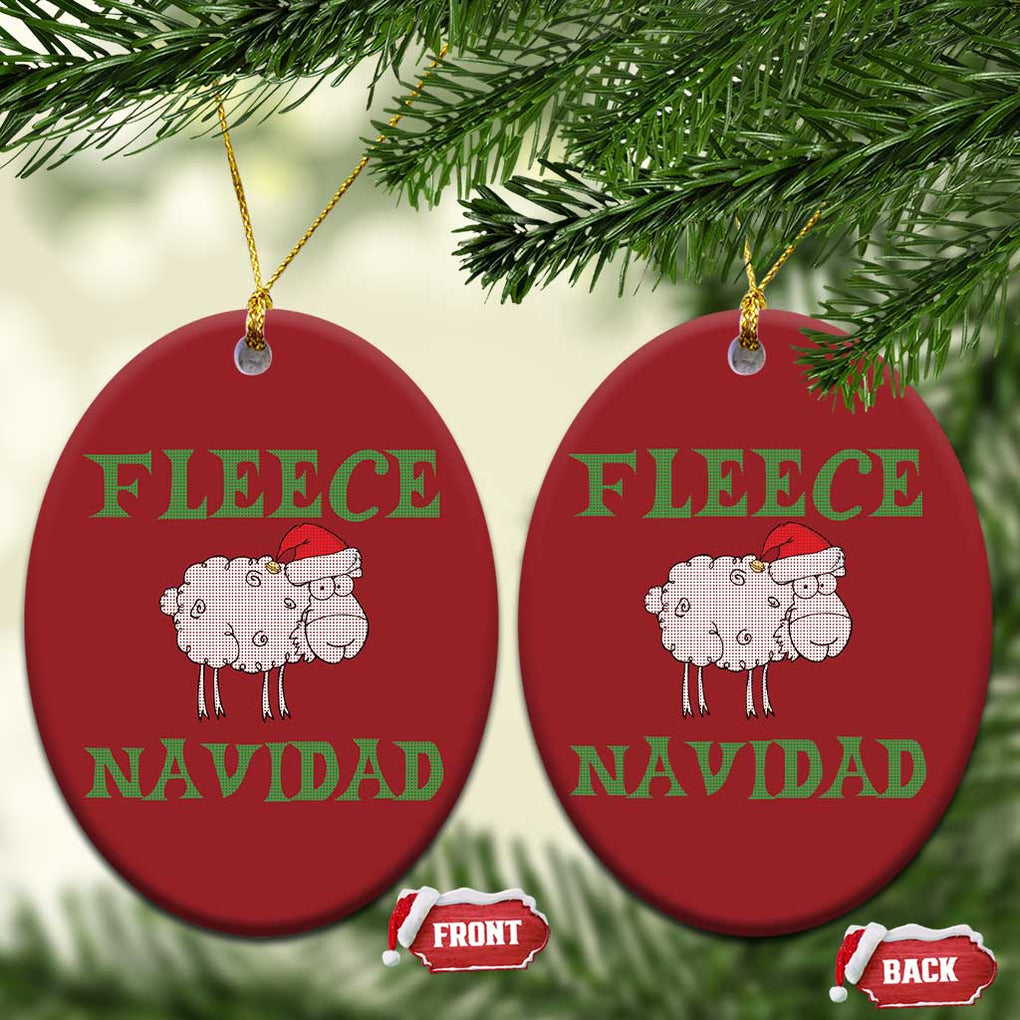 Funny Xmas Sheep Christmas Ornament Fleece Navidad Feliz Festive Xmas TS02 Oval Red Print Your Wear