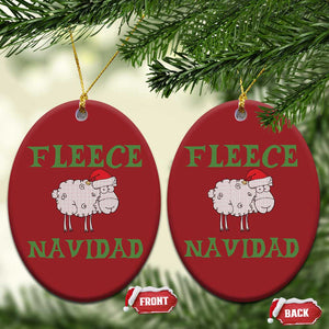 Funny Xmas Sheep Christmas Ornament Fleece Navidad Feliz Festive Xmas TS02 Oval Red Print Your Wear