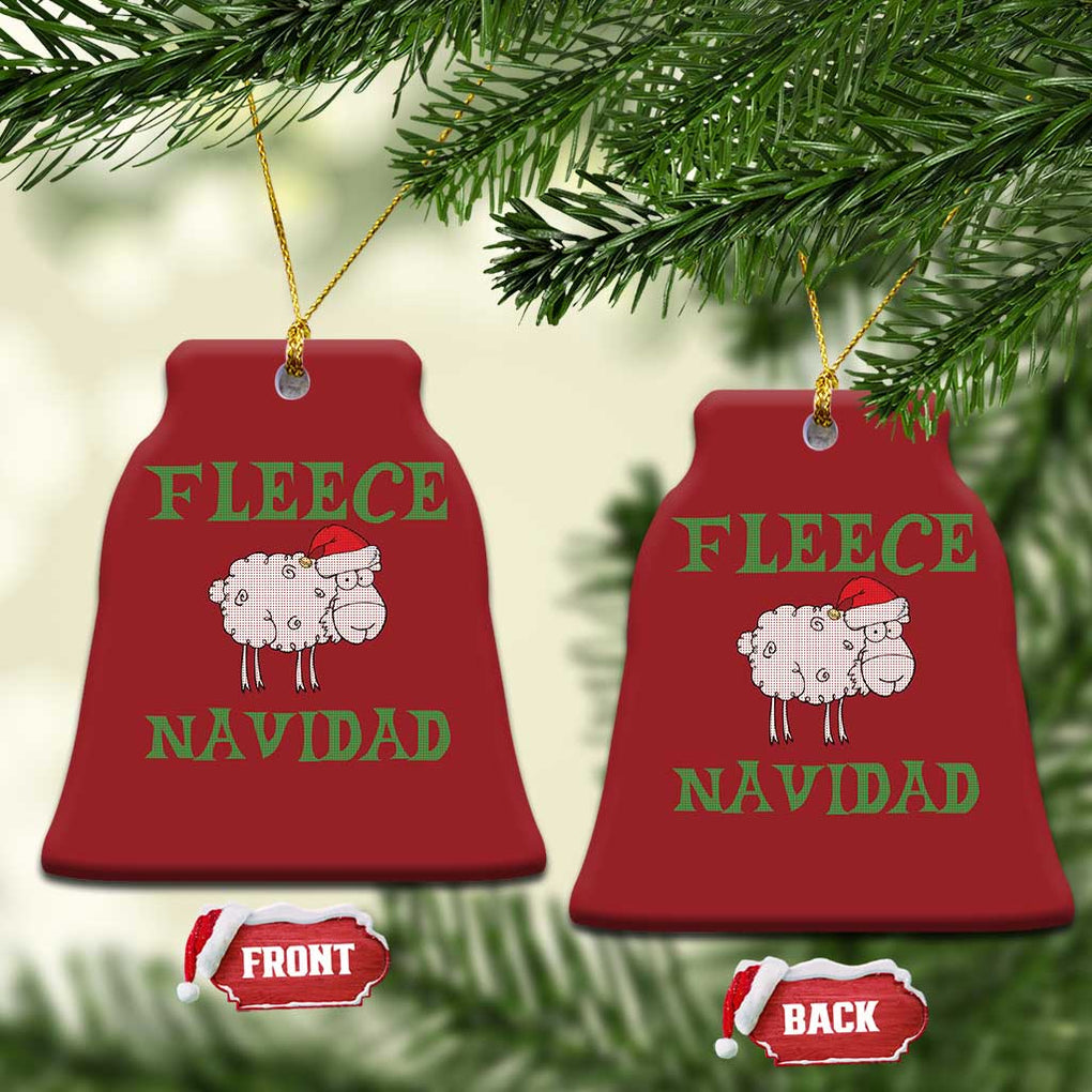 Funny Xmas Sheep Christmas Ornament Fleece Navidad Feliz Festive Xmas TS02 Bell Flake Red Print Your Wear
