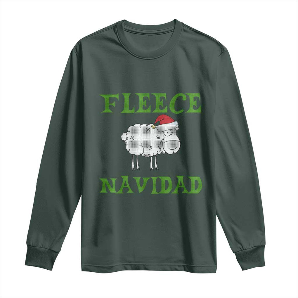 Funny Christmas Sheep Long Sleeve Shirt Fleece Navidad Feliz Festive Xmas TS02 Dark Forest Green Print Your Wear