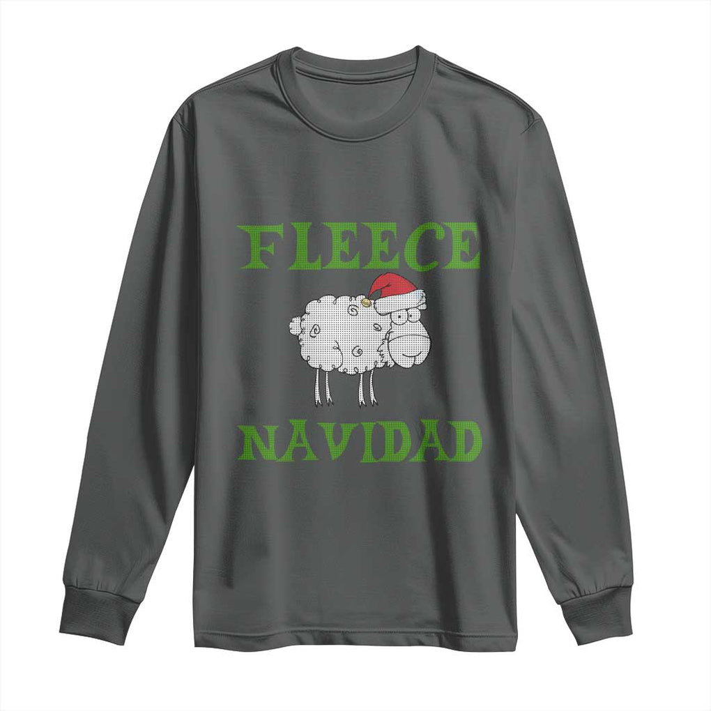 Funny Christmas Sheep Long Sleeve Shirt Fleece Navidad Feliz Festive Xmas TS02 Dark Heather Print Your Wear