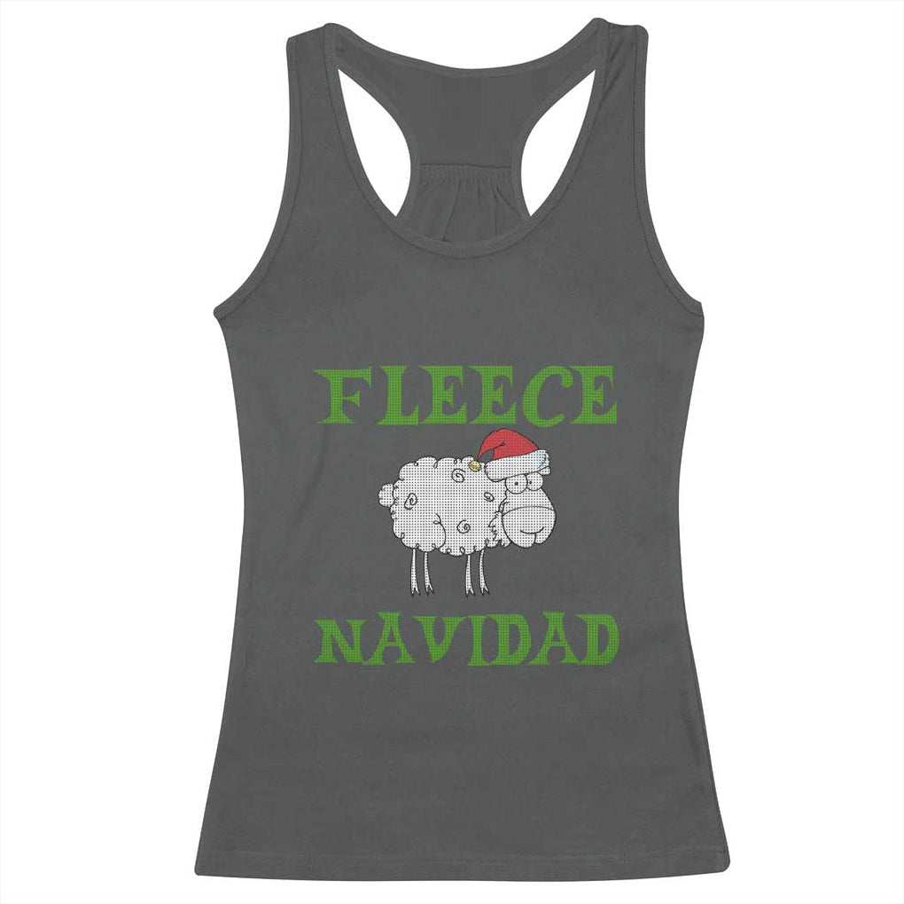 Funny Christmas Sheep Racerback Tank Top Fleece Navidad Feliz Festive Xmas TS02 Dark Heather Print Your Wear